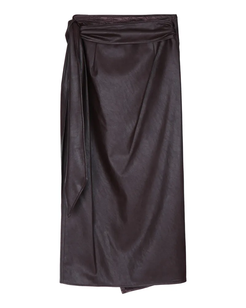 Elisabetta Franchi Women's Gonna Longuette Eco Pelle Darkchocolate Gonne Skirt Brown