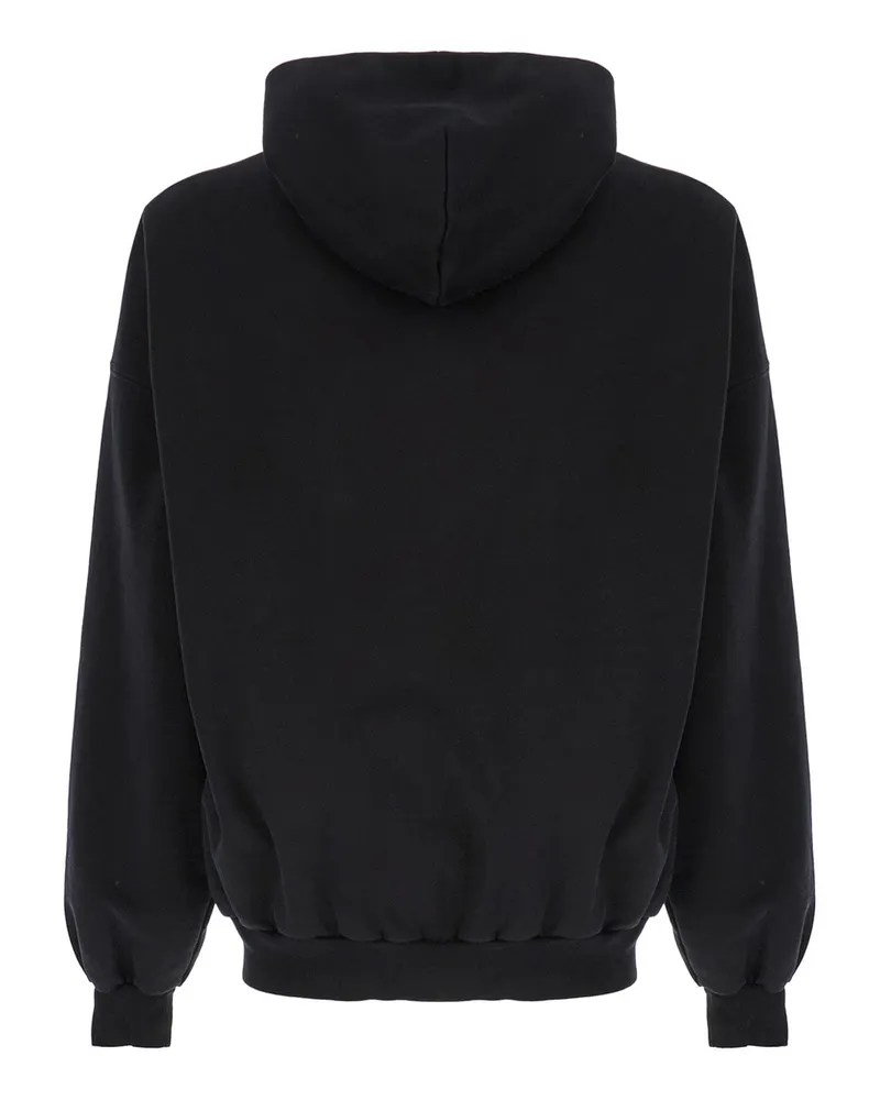 Balenciaga Women's Oversized Black Hoodie With Logo Print Cotton Sweatshirts Sweater Black