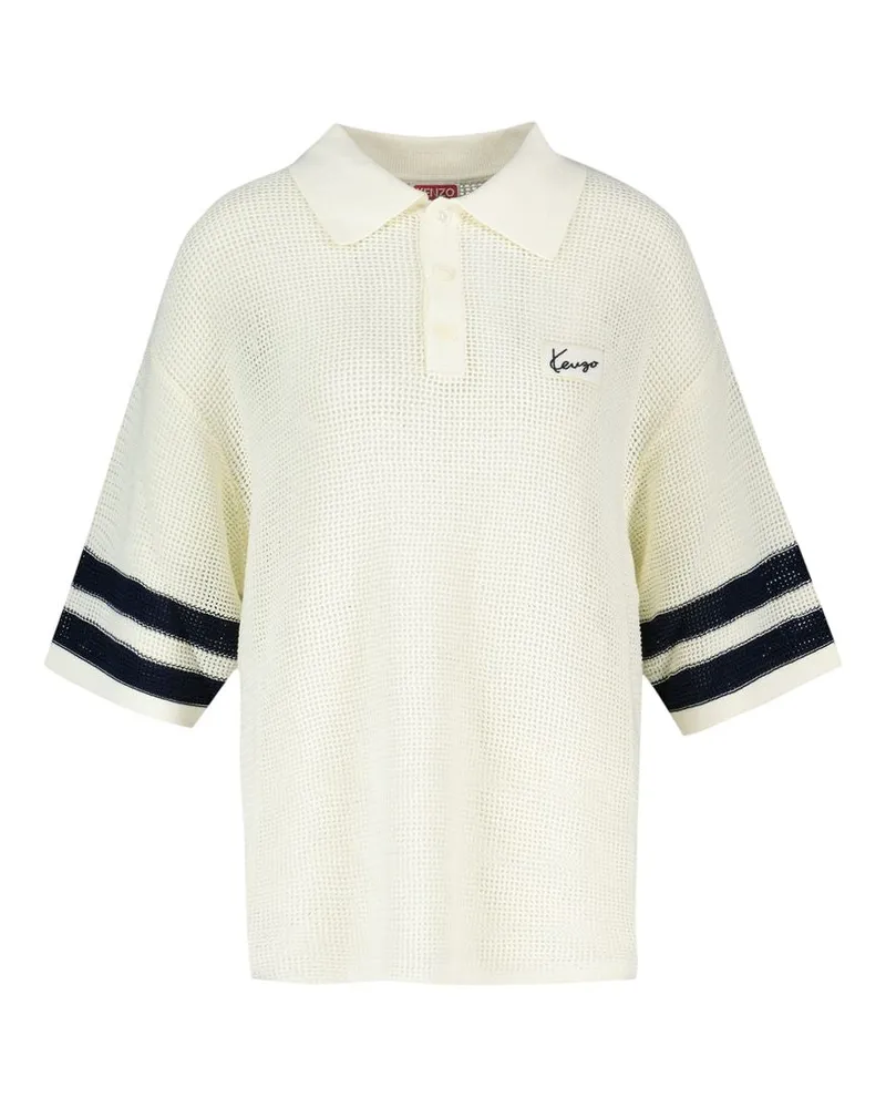 Kenzo Men's Crochet Cotton Polo White White