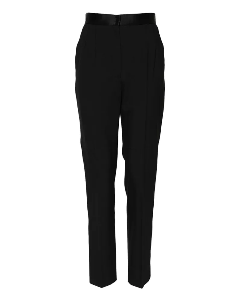 Dolce & Gabbana Women Black Wool Tapered High Waist Pants Virgin Silk Elastane Black