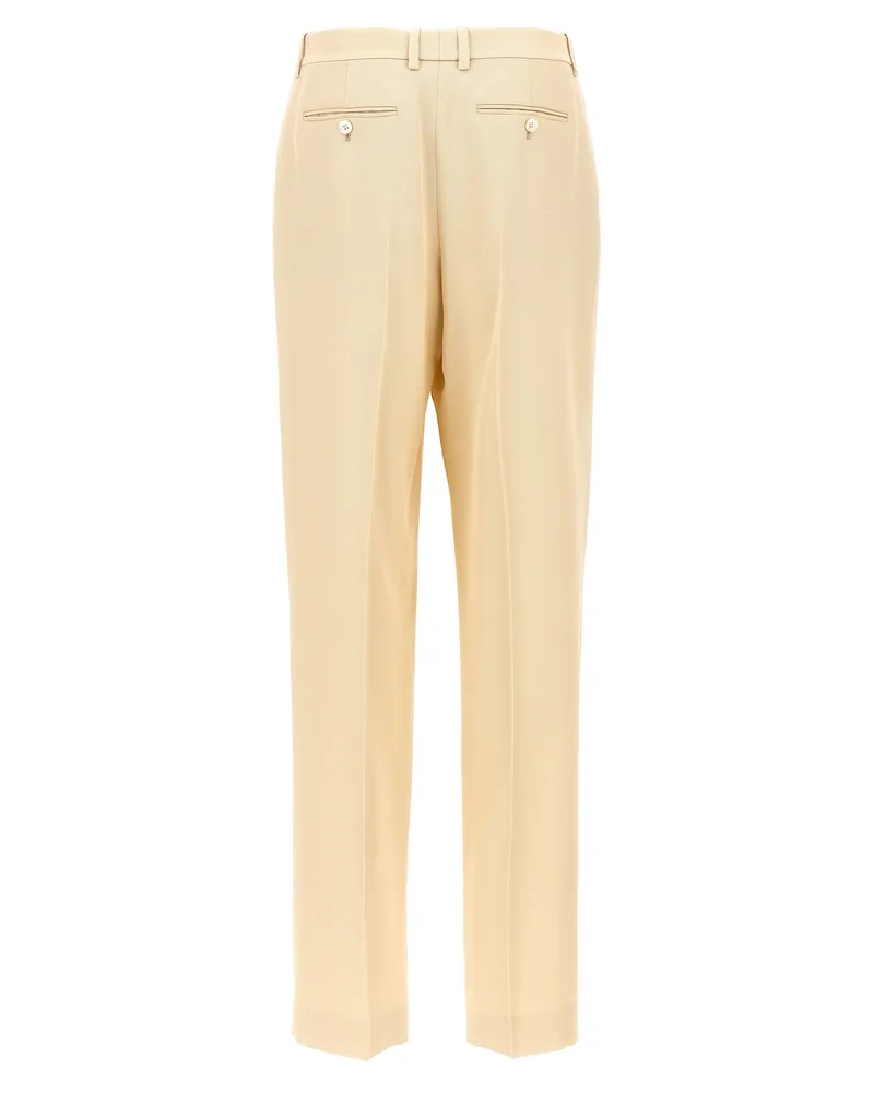 Tom Ford Pleated Silk-Wool Trousers — Cream Cream