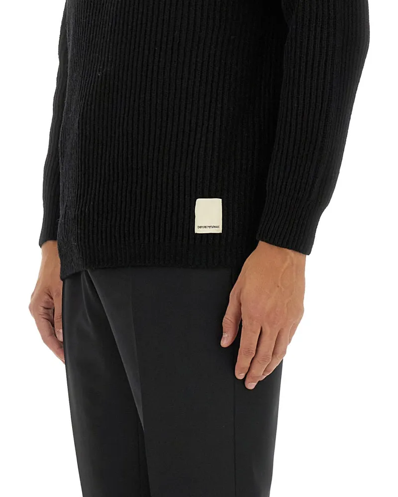 Emporio Armani Wool Jersey Sweater — Black Black