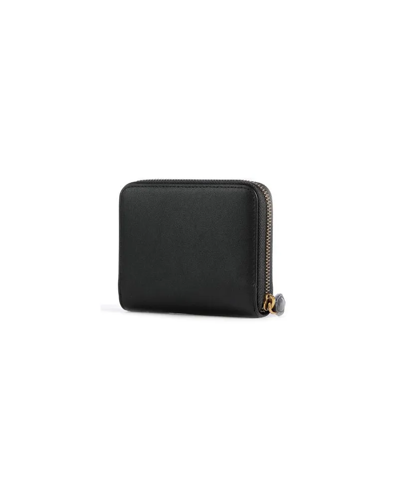 Pinko Sheep Leather Zip Around Wallet — Black Black