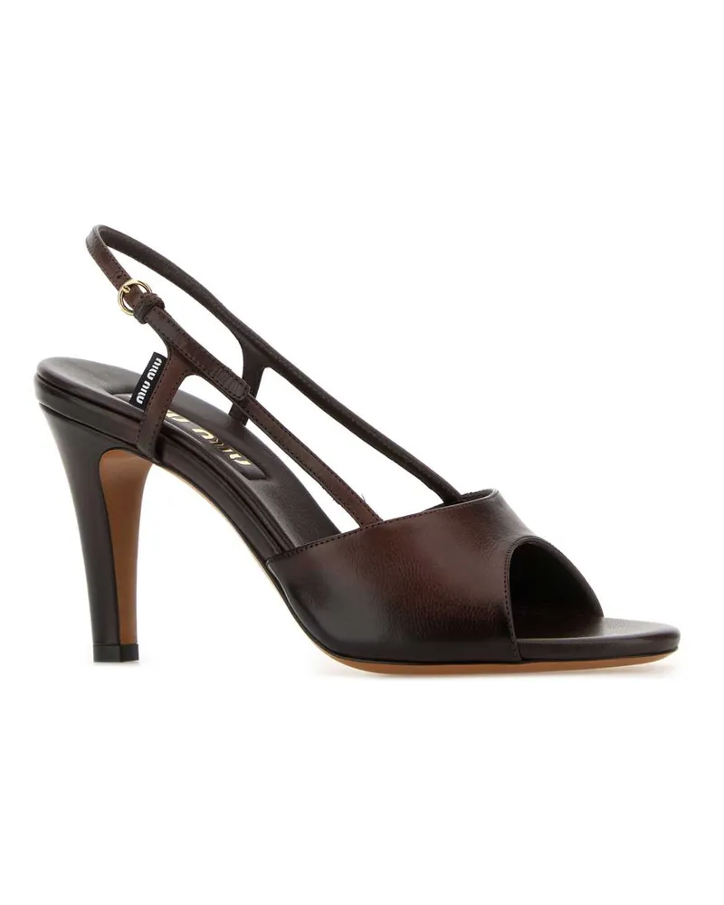 Miu Miu Women's Chocolate Leather Sandals Moro Sandali Brown
