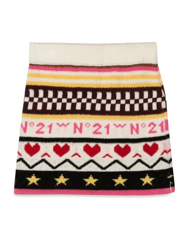N° 21 Jacquard Knit Wool Skirt — Multicolor Multicolor