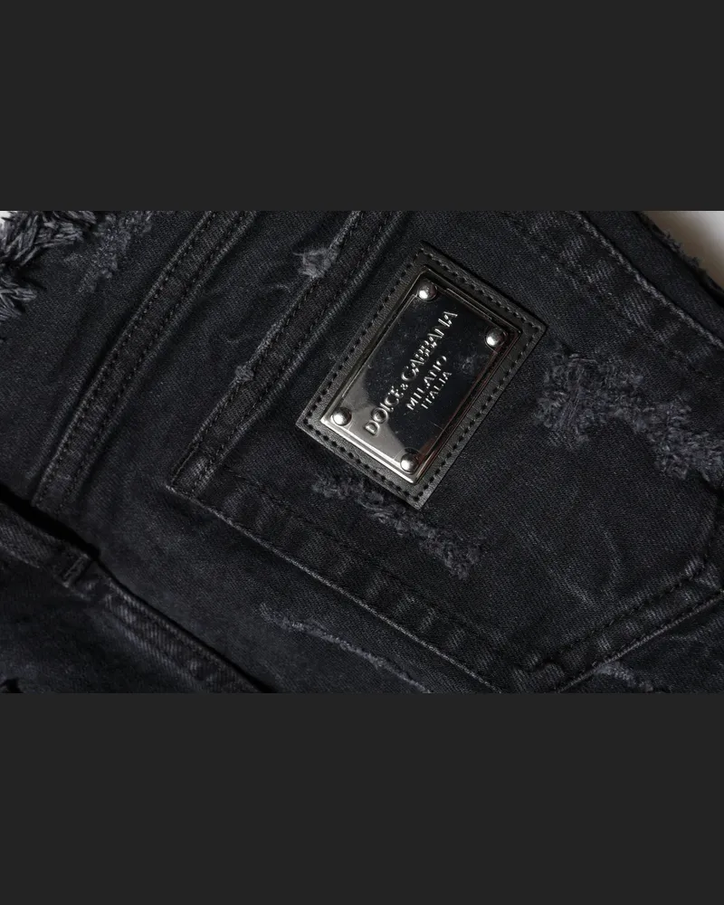 Dolce & Gabbana Tattered Skinny Denim Jeans — Black Black