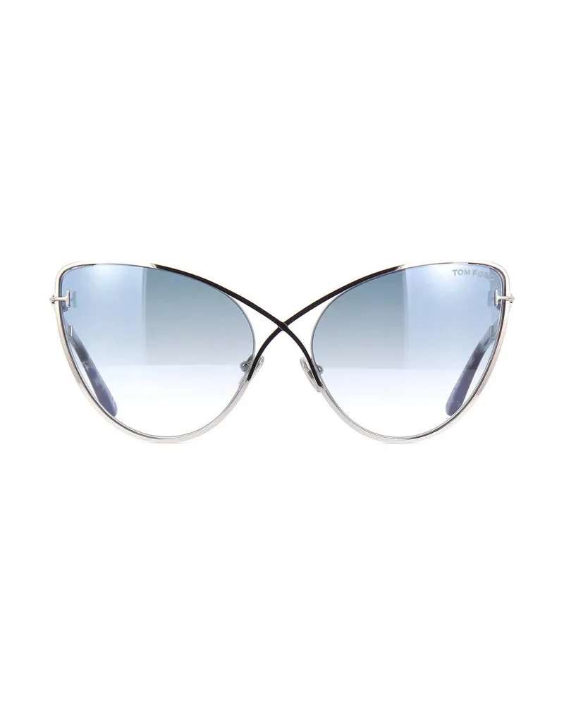 Tom Ford Cat-Eye Full Rim Sunglasses — Silver Silver