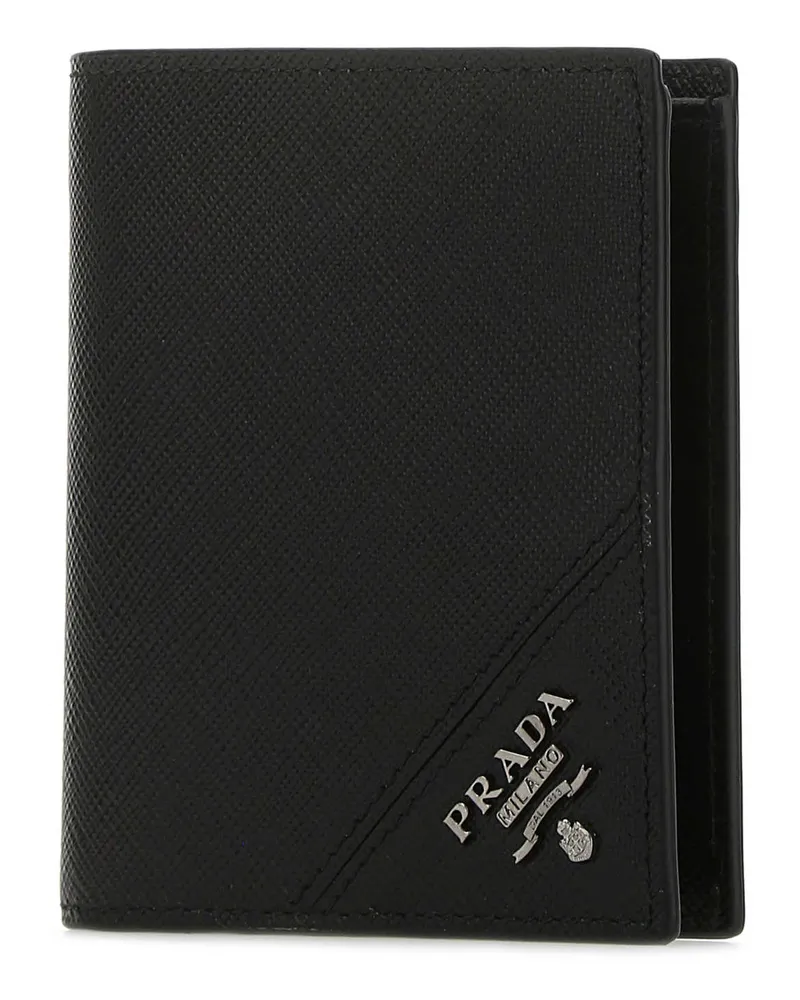 Prada Men's Black Leather Wallet F0002 Vitello Portafogli Black