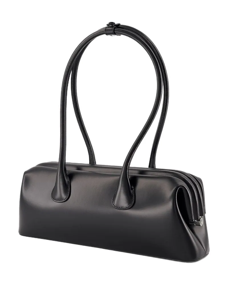 OSOI Women's Boat Wide Shoulder Bag -  Leather Black Cowhide Shoulder-Hobo-Bags Black