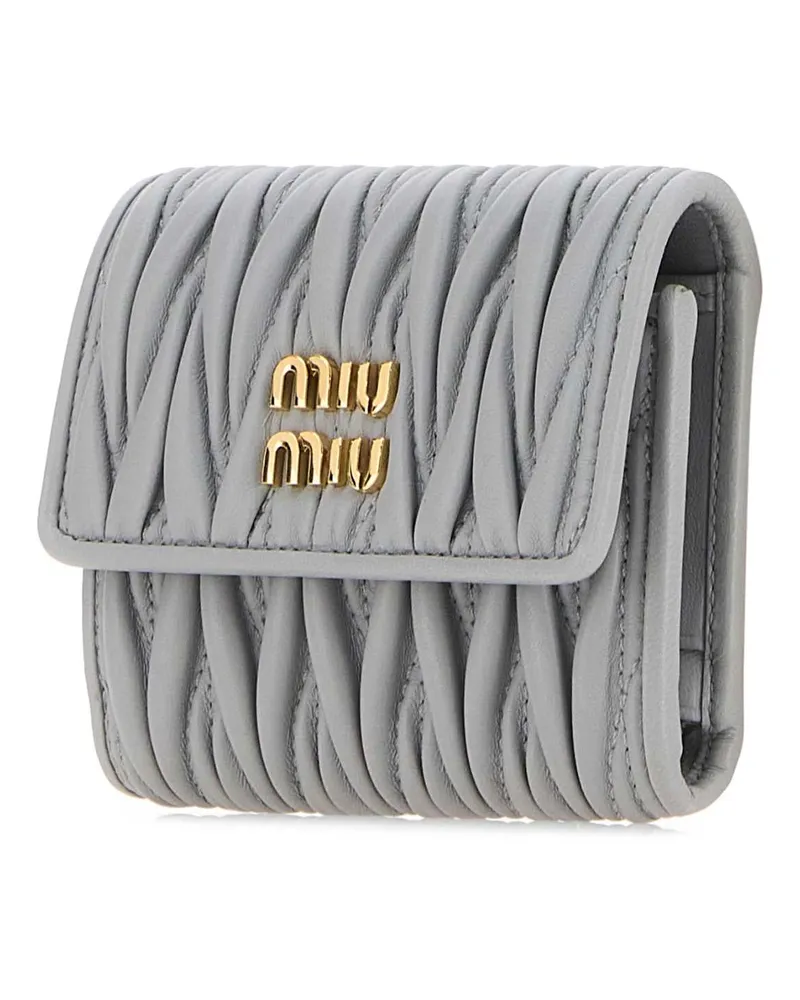 Miu Miu Women's Pastel Light Blue Leather Wallet Perla Extra-Accessori Gray
