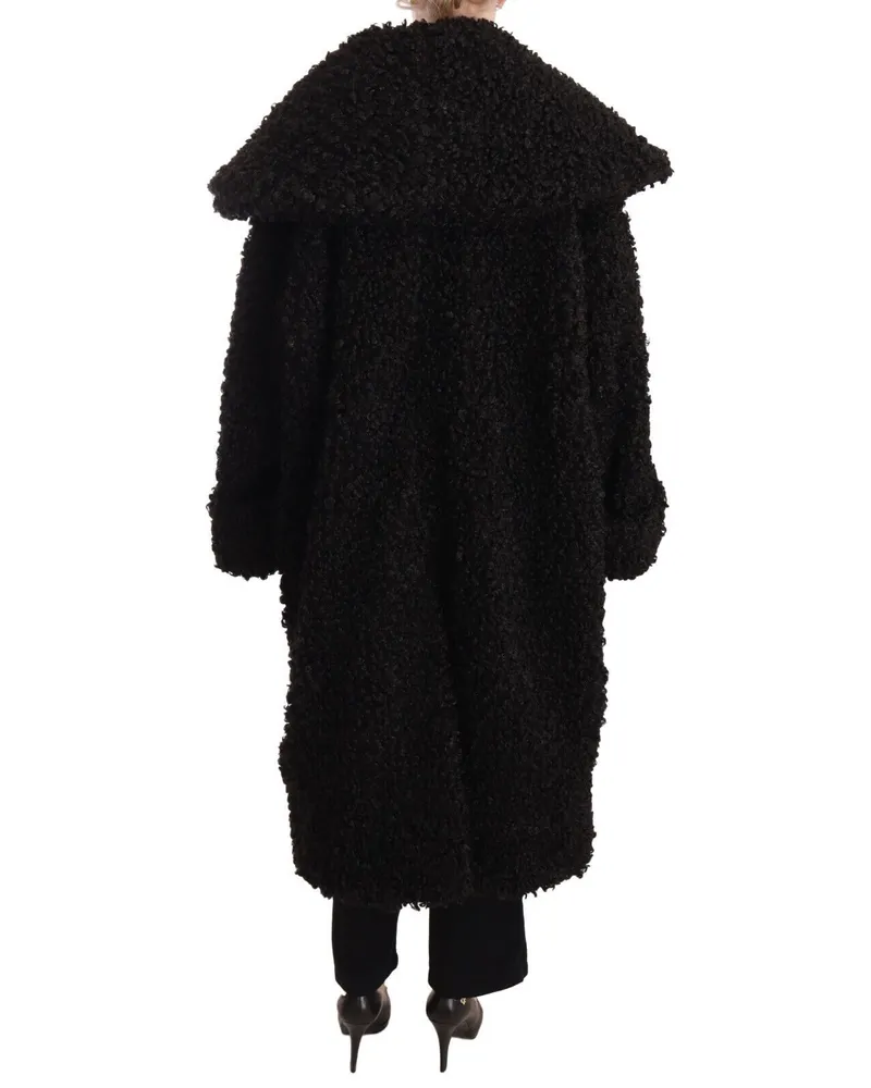 Dolce & Gabbana Women Black Polyester Fur Trench Coat Jacket Clothing Black