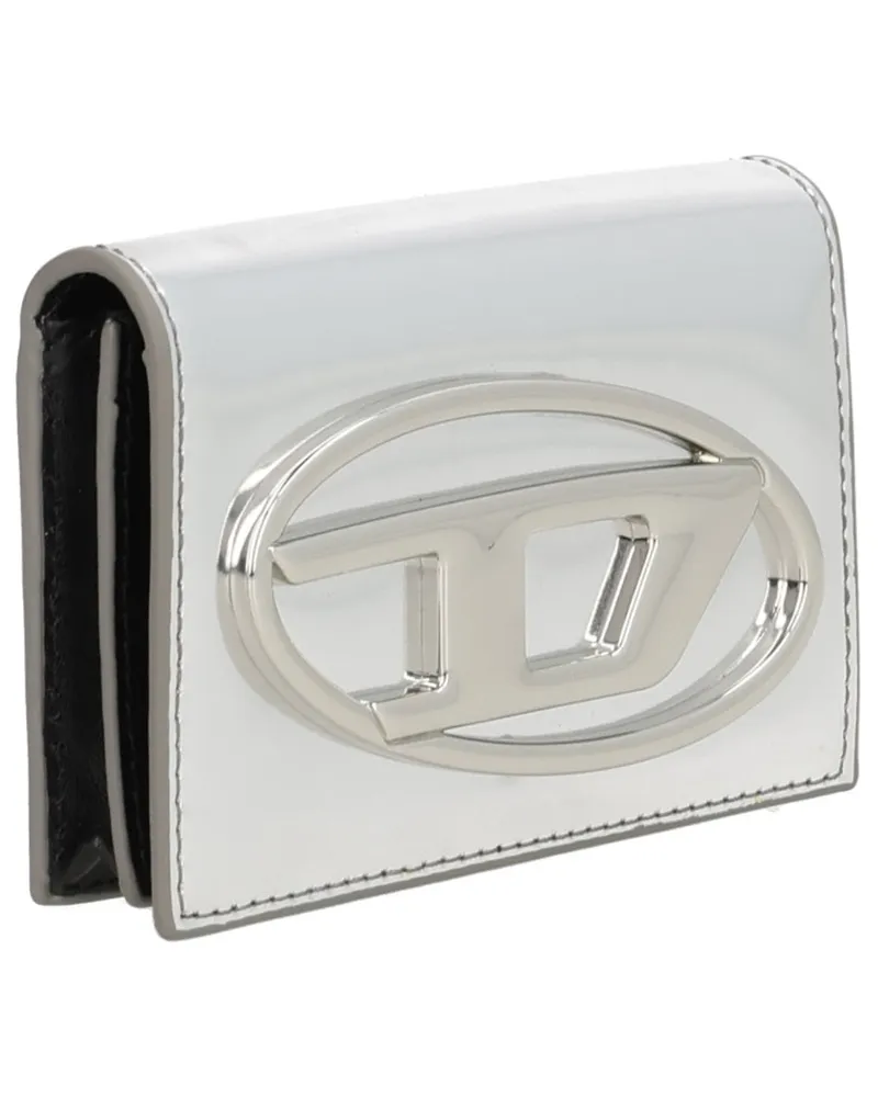 Diesel Metallic Cow Leather Card Case — Silver Silver