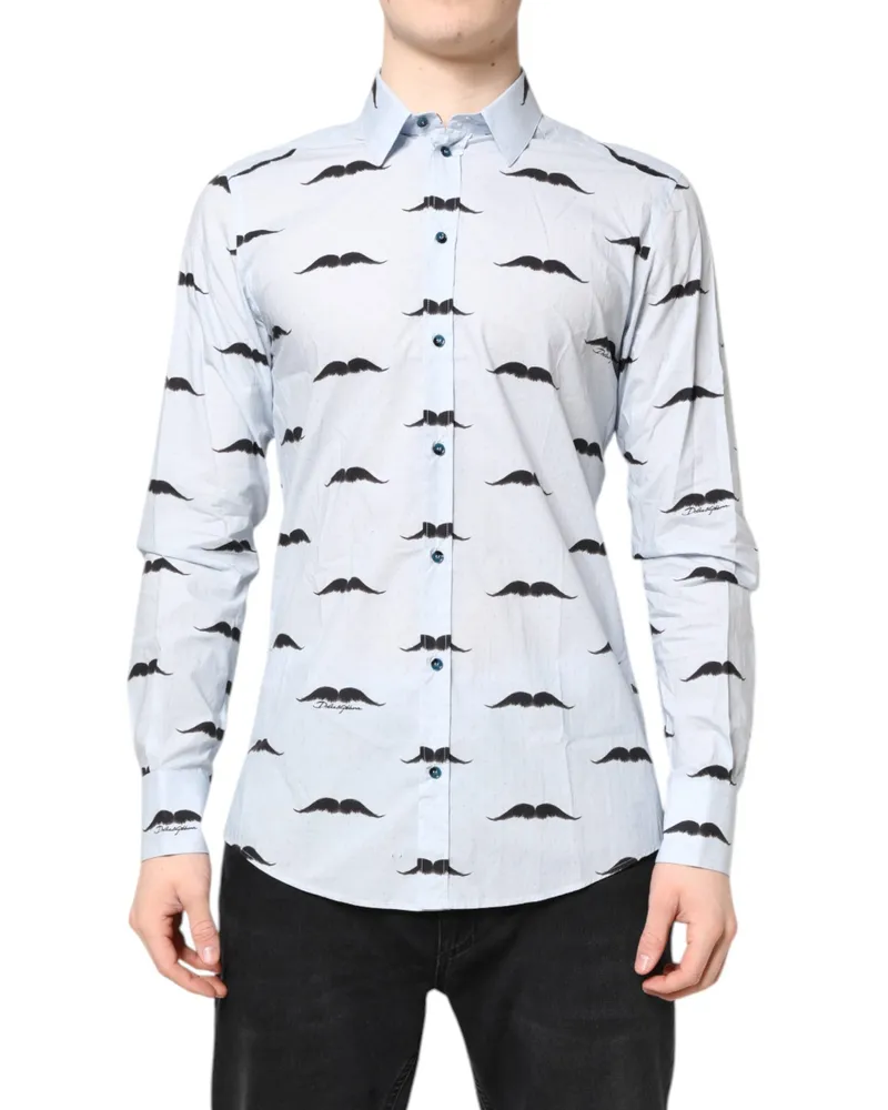 Dolce & Gabbana Men's Light Blue Cotton Martini Formal Dress Shirt Blue