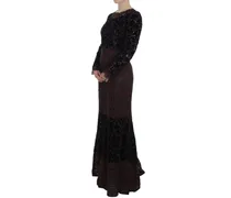 Floral Lace Bodycon Maxi Dress — Black