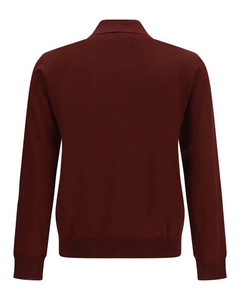 Valentino Garavani Men's Long-Sleeve Wool Polo With Vlogo Bordeaux Merino Ovis Aries Shirts T-shirts And Polos Burgundy