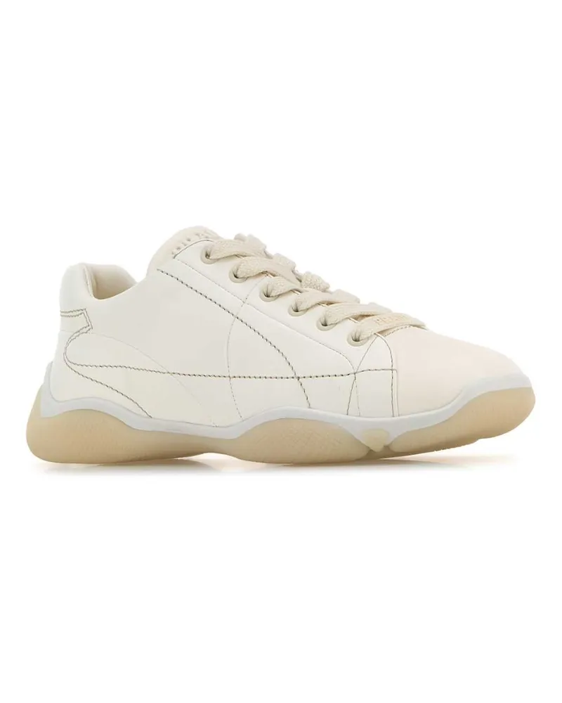 Prada Women's White Leather Sneakers Avorio Agnello White