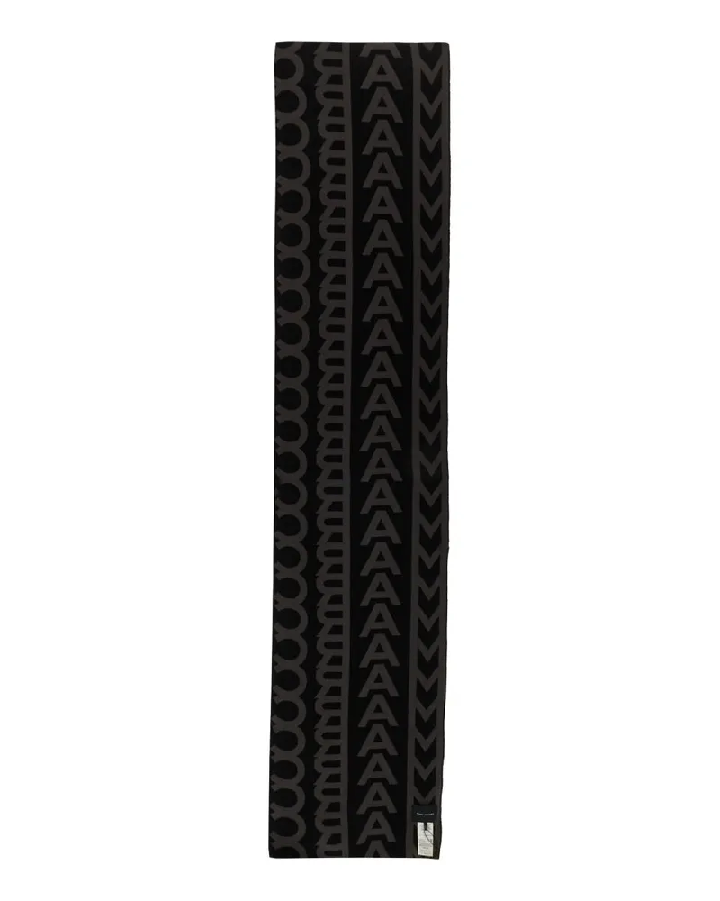 Marc Jacobs Monogram Knit Wool Scarf — Gray Gray