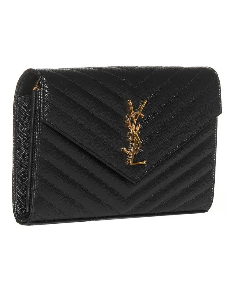 Saint Laurent Women's Chain Pouch Cassandre Black Calfskin Leather Black