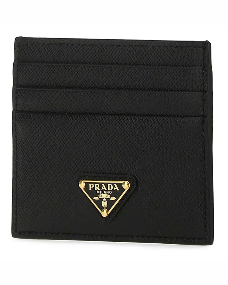 Prada Women's Black Leather Card Holder F0002 Vitello Portafogli Wallet Black