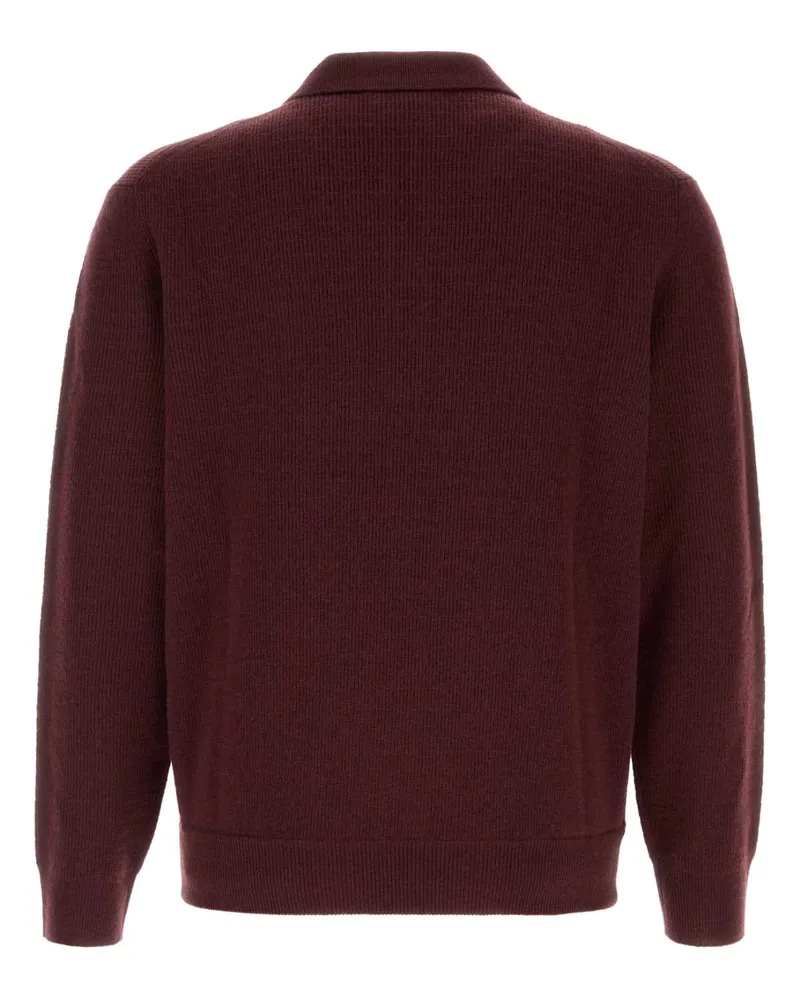 Canali Virgin Wool Blend Polo Shirt — Burgundy Burgundy