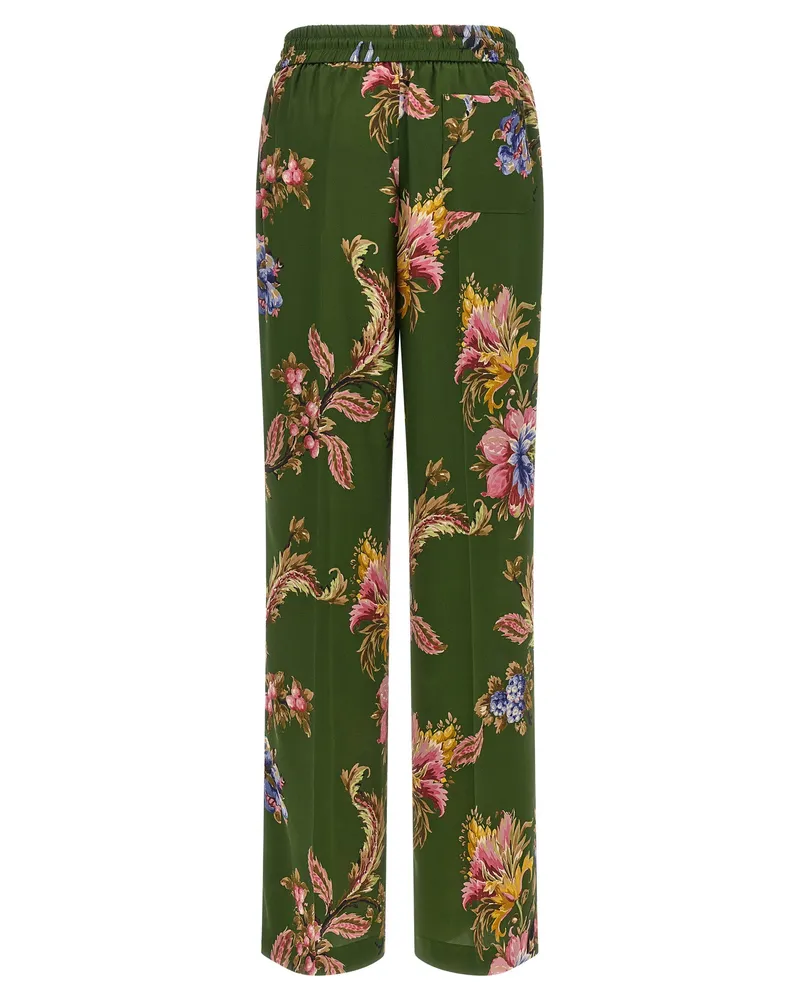 Etro Floral Print Trousers — Green Green