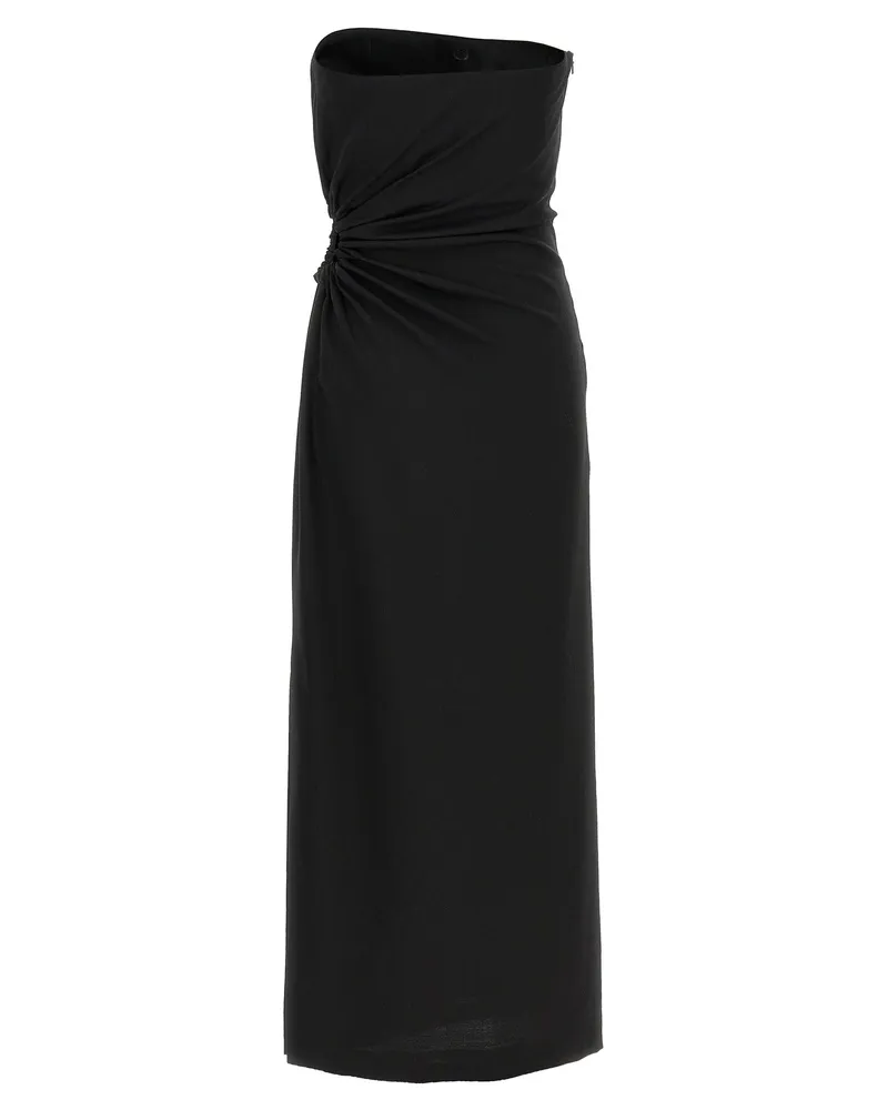 Max Mara Women's Black Virgin Wool Long Dress Black