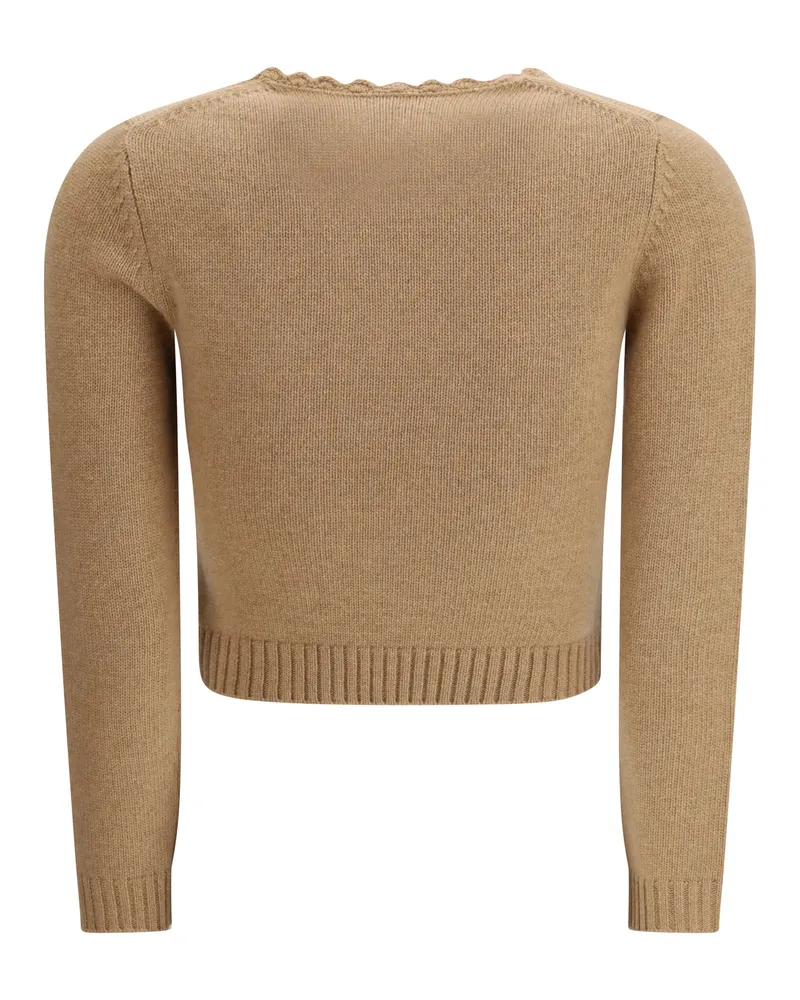Chloé Women's Sweater With Logo Bleached Brown Wool Beige