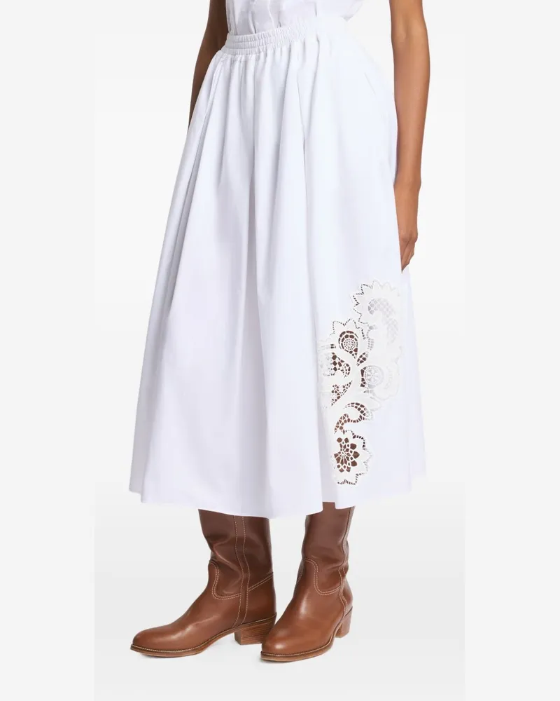 Fay Lace-Trimmed A-Line Skirt — White White