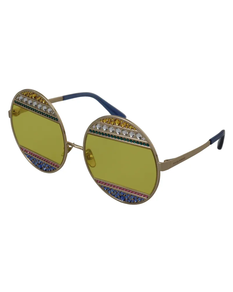 Dolce & Gabbana Women's Gold Oval Metal Crystals Shades Dg2209b Sunglasses Gold