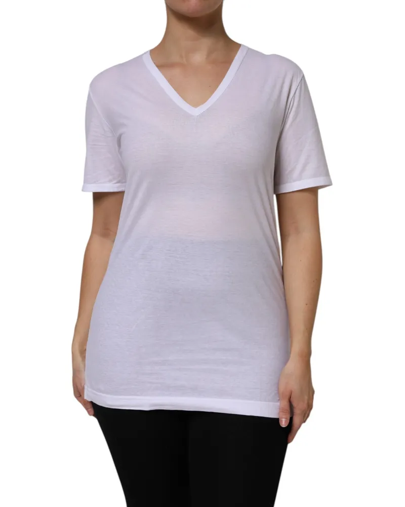 Dolce & Gabbana Cotton V-Neck T-Shirt — White White