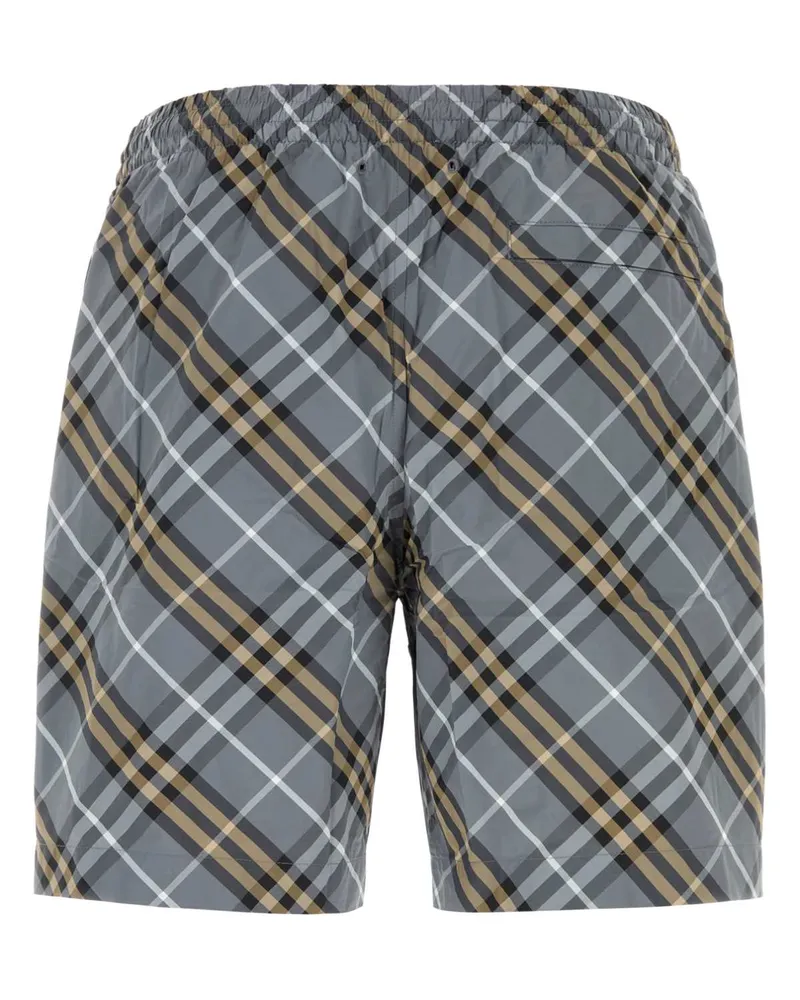 Burberry Men's Embroidered Nylon Swimming Shorts Waveblueipcheck Costumi Da Bagno Swimwear Gray