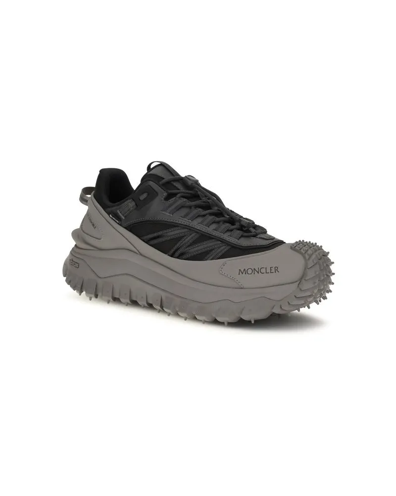 Moncler Men's Gray Calf Leather Bos Taurus Athletic Sneakers Gray