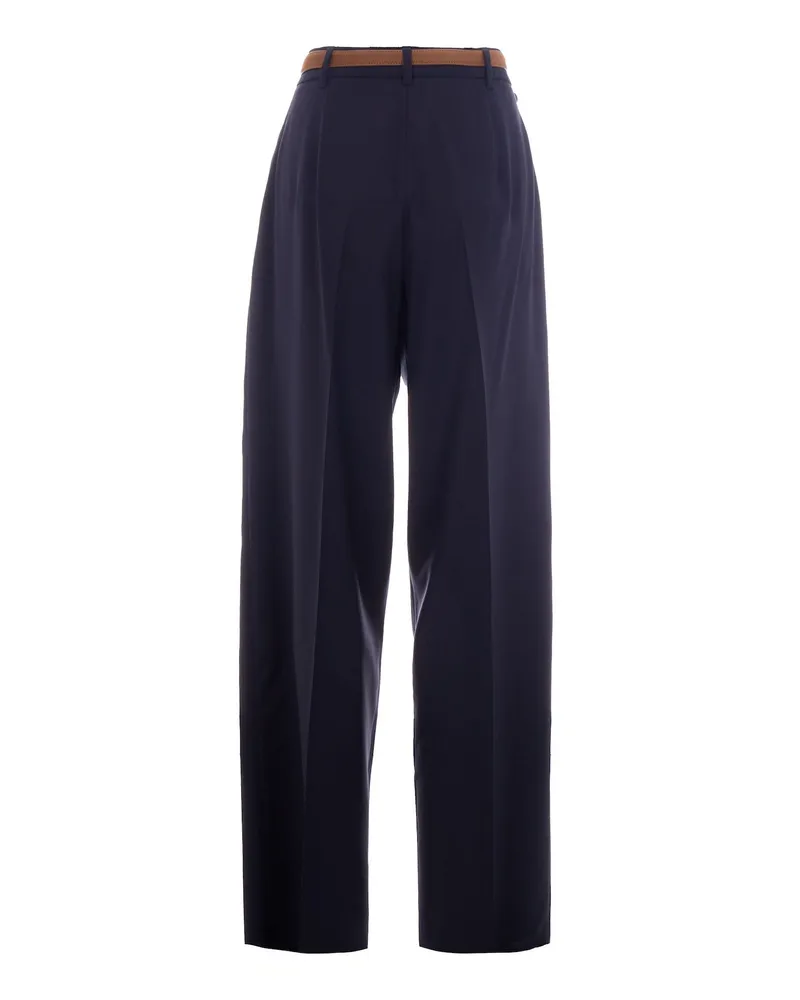 Max Mara Women's Trousers Bacio Blue Virgin Wool Blue