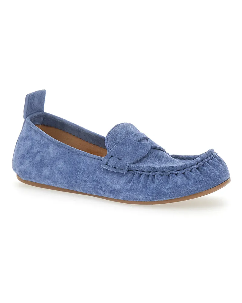 Acne Studios Women's Loafers, Blue Suede Calf Leather Blue