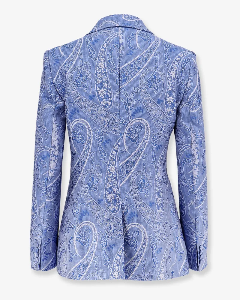 Etro Women's Silk Blend Single-Breasted Blazer Blue Polyester Blazers Jacket Blue