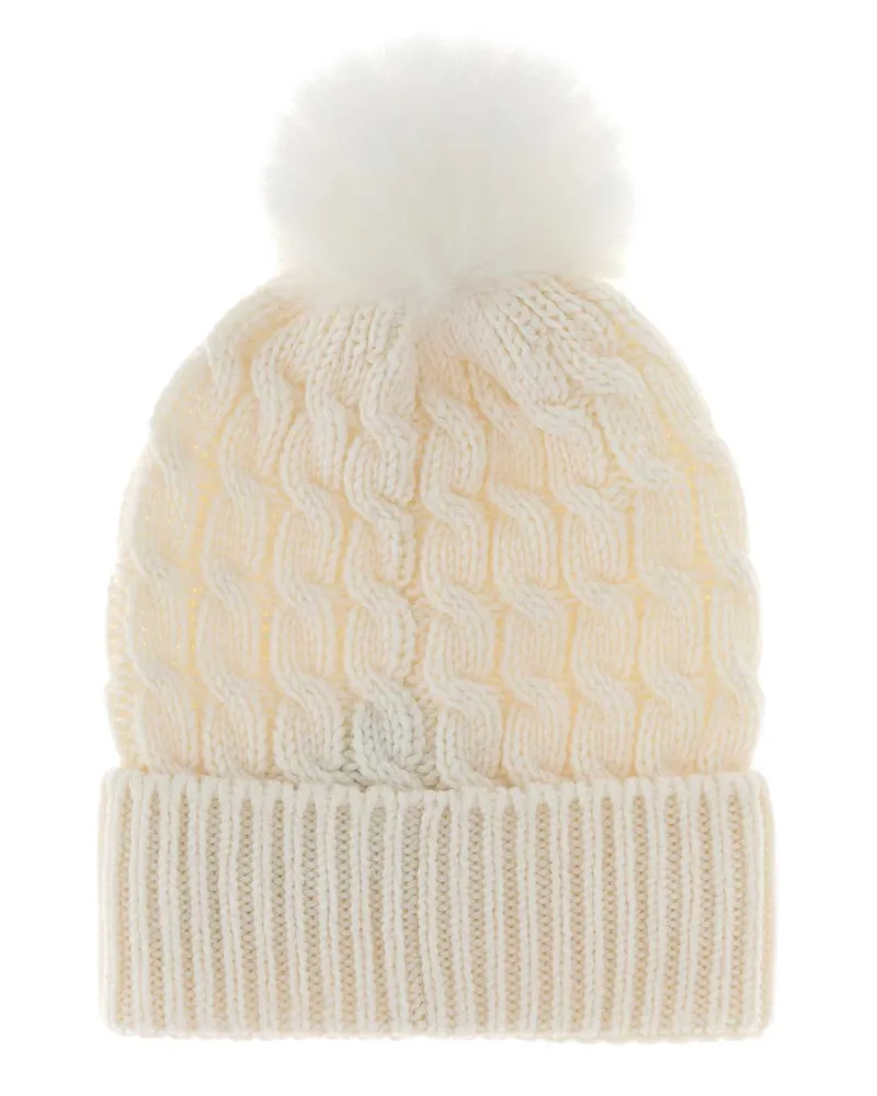 Moncler HAT Cable-Knit Wool Beanie — White White
