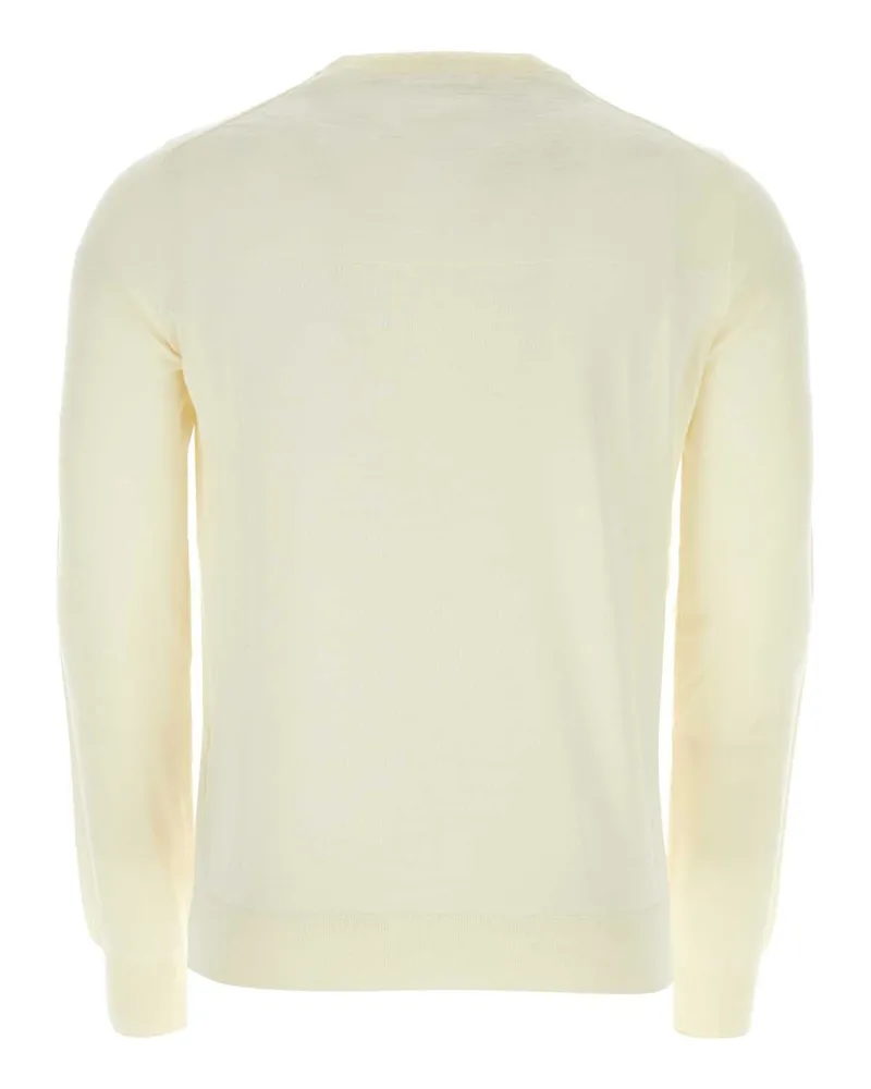 Jil Sander Men's Ivory Wool Sweater 107 Exterior: Virgin Maglieria Ivory