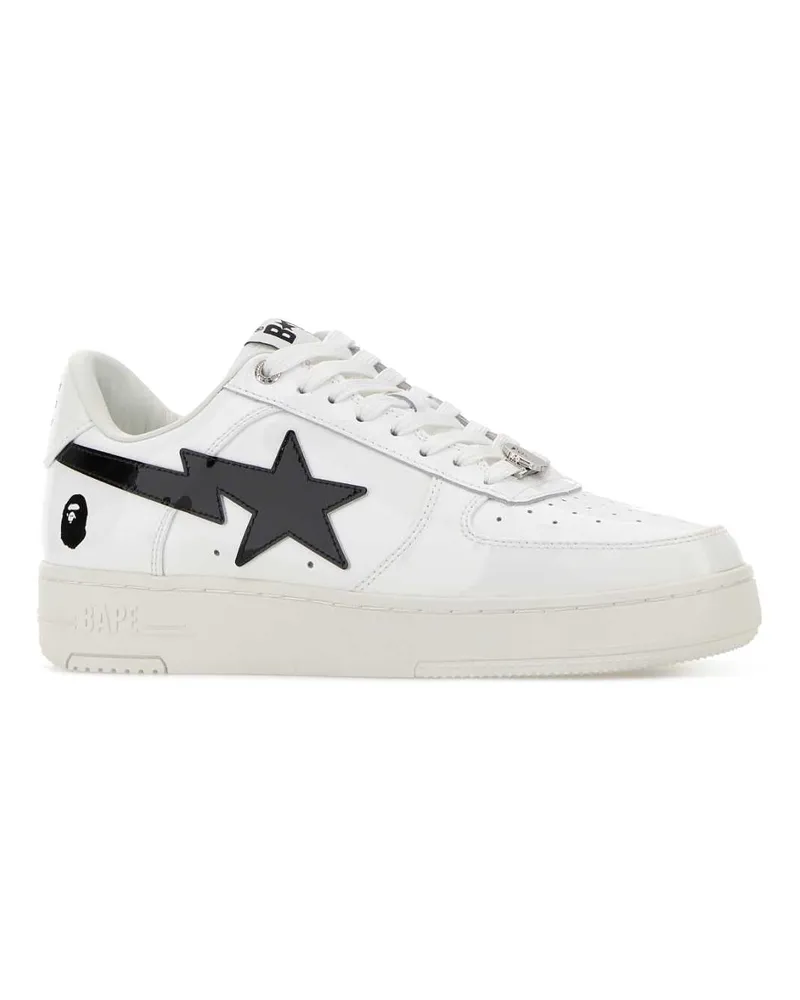 BAPE Men's White Leather Sneakers White