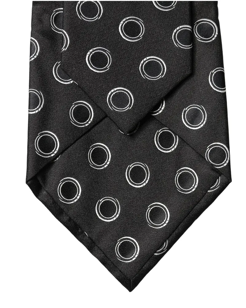 Dolce & Gabbana Black White Polka Dot Silk Adjustable Women Necktie Tie And Black
