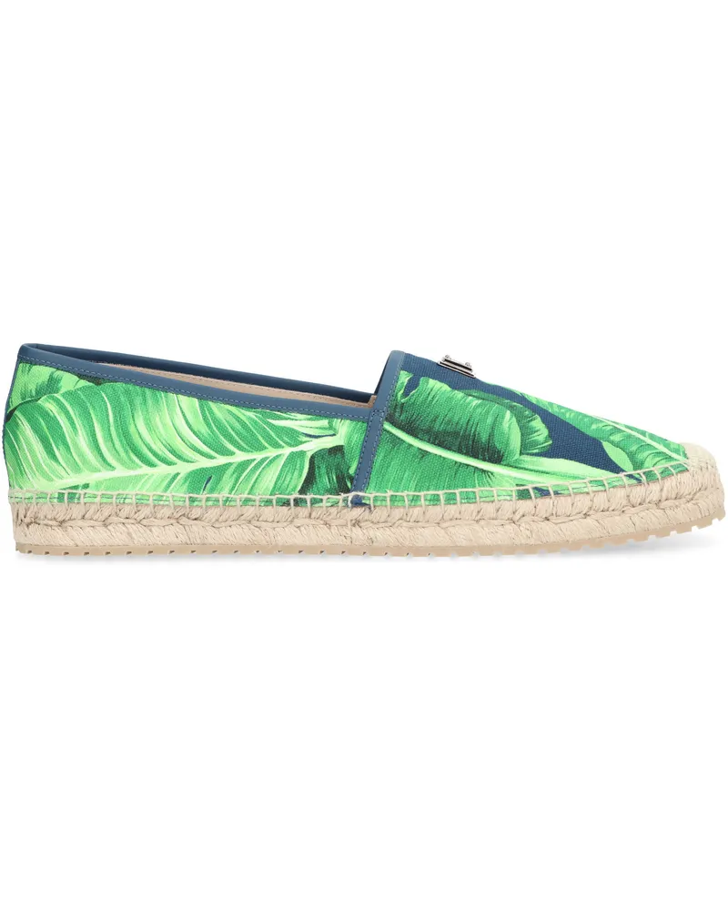 Dolce & Gabbana Men's Canvas Espadrilles Blue Calf Flat Shoes Blue