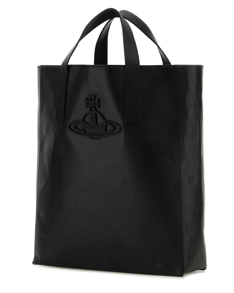 Vivienne Westwood Women's Black Leather Medium Sarah Shopping Bag Borse A Mano Black