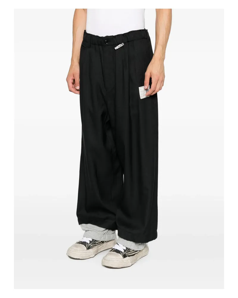 MIHARAYASUHIRO Wide-Leg Twill Cotton Trousers — Black 