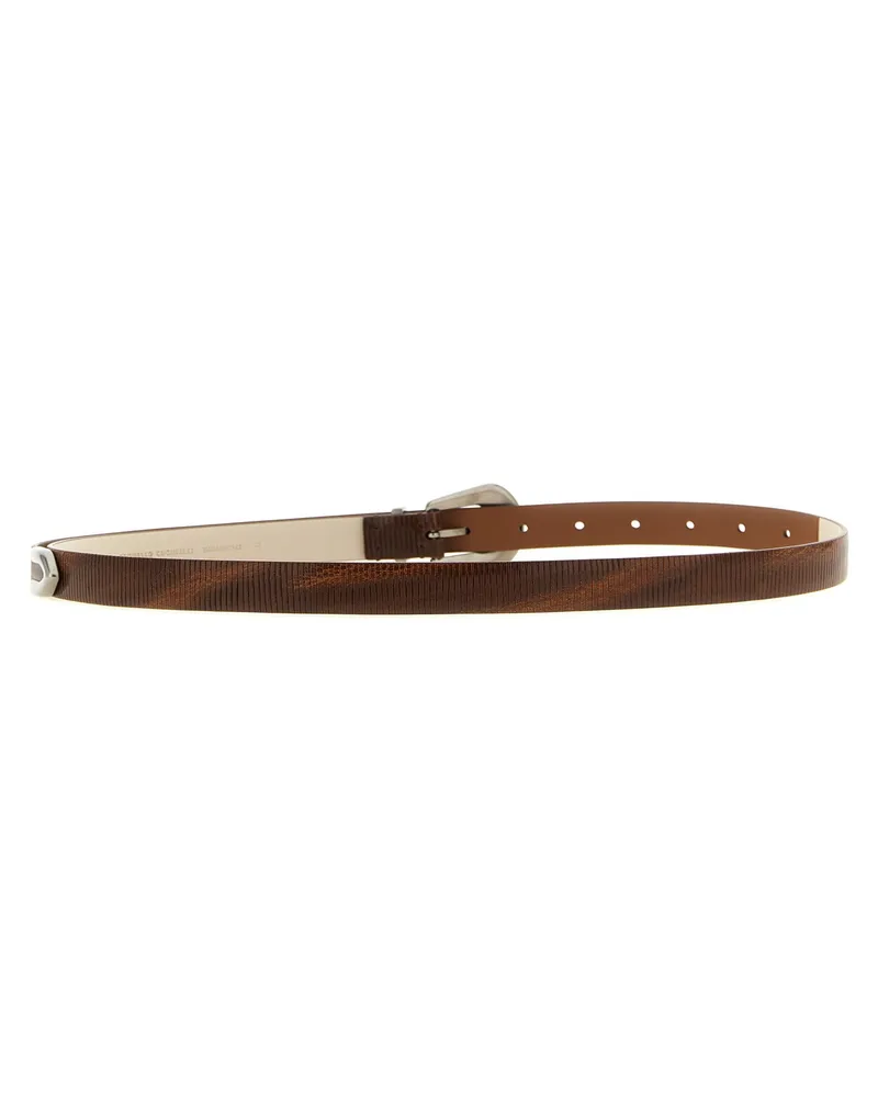 Brunello Cucinelli Women's Brown Calfskin Thin Belt Brown