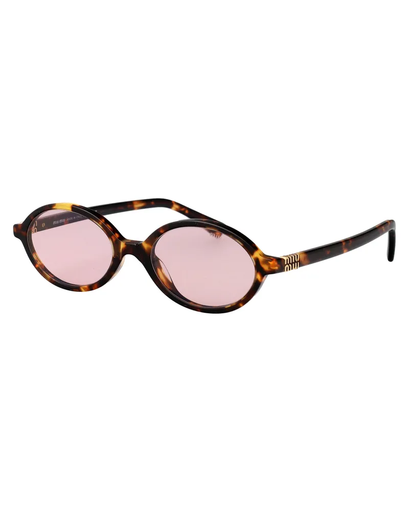 Miu Miu 0MU Oval Tortoiseshell Acetate Sunglasses — Brown Brown