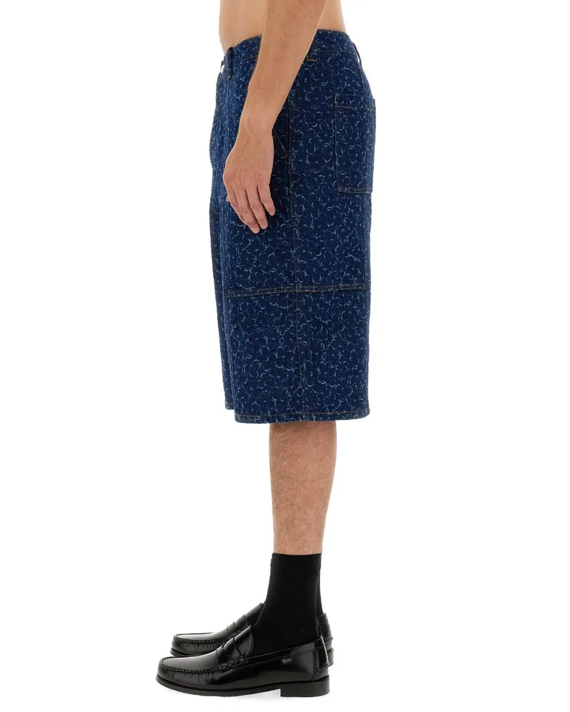 Kitsuné Denim Cotton Bermuda Shorts — Blue Blue