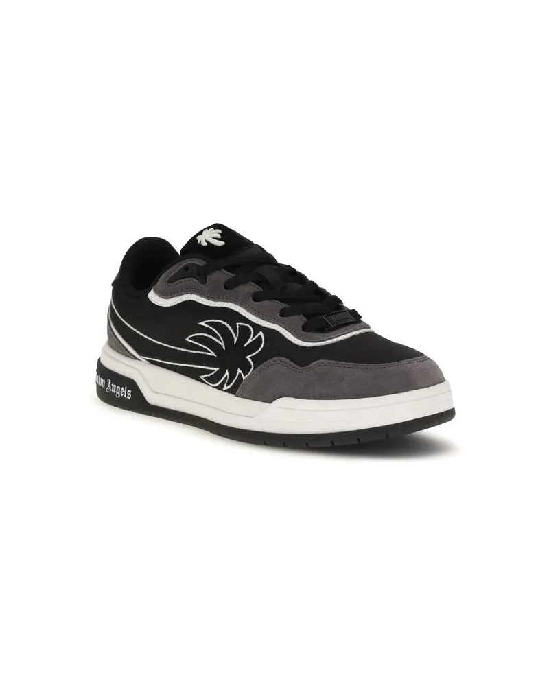 Palm Angels Calf Leather Low-Top Sneakers — Black Black
