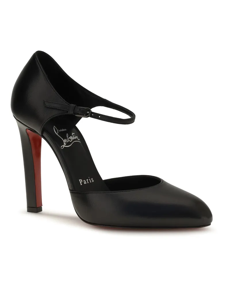 Christian Louboutin Women's Fanny Demie Leather Pumps Black-Lin Black Black/lin High Heel Shoes Black