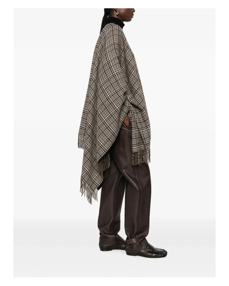 Brunello Cucinelli Cashmere Check Cape — Brown Brown