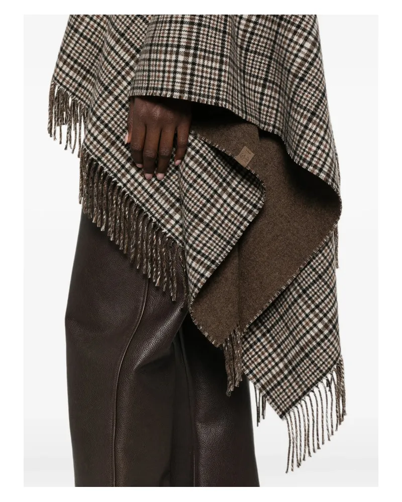 Brunello Cucinelli Cashmere Check Cape — Brown Brown