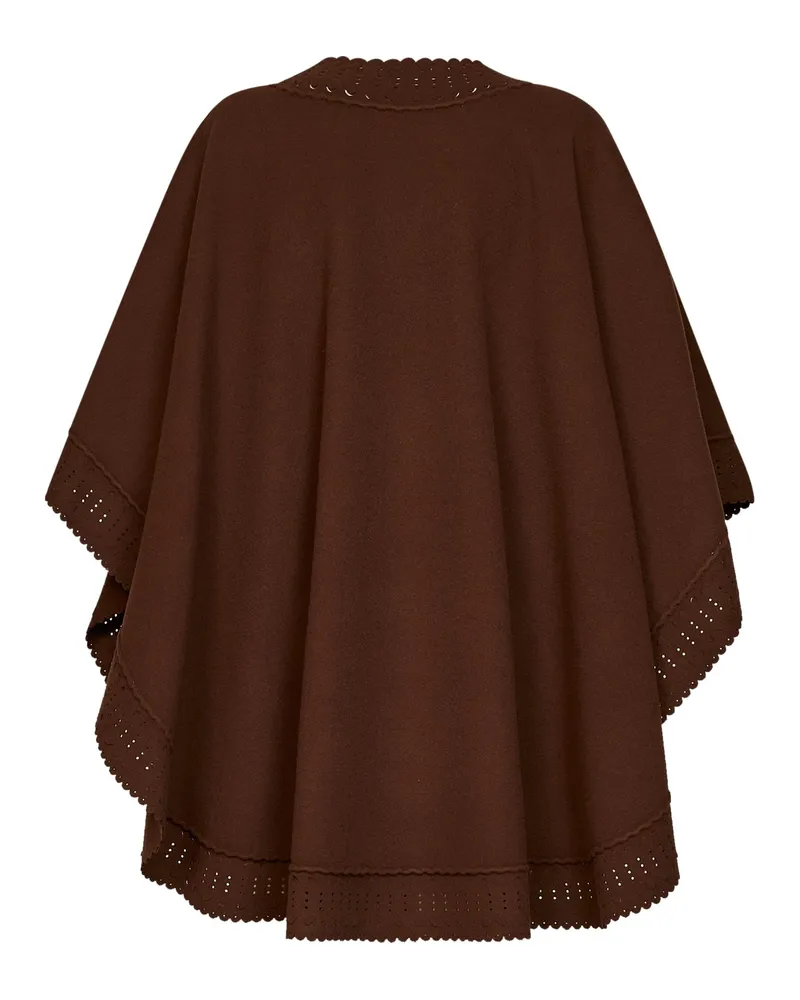 Ermanno Scervino Women's Cape Double-Faced Virgin Wool Chestnut Brown Capes Jacket Brown